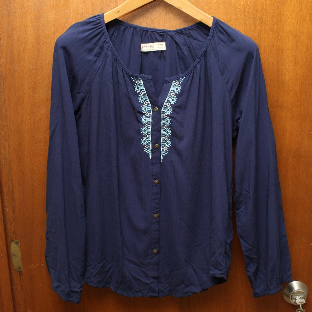 Navy Button up Blouse